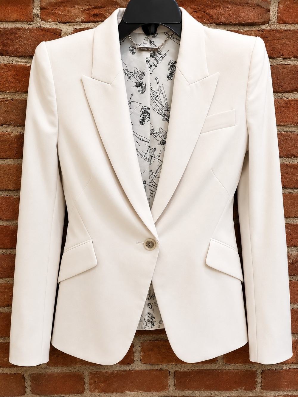 White House Black Market WHBM Editor Blazer Lace-Up Back White Size 4